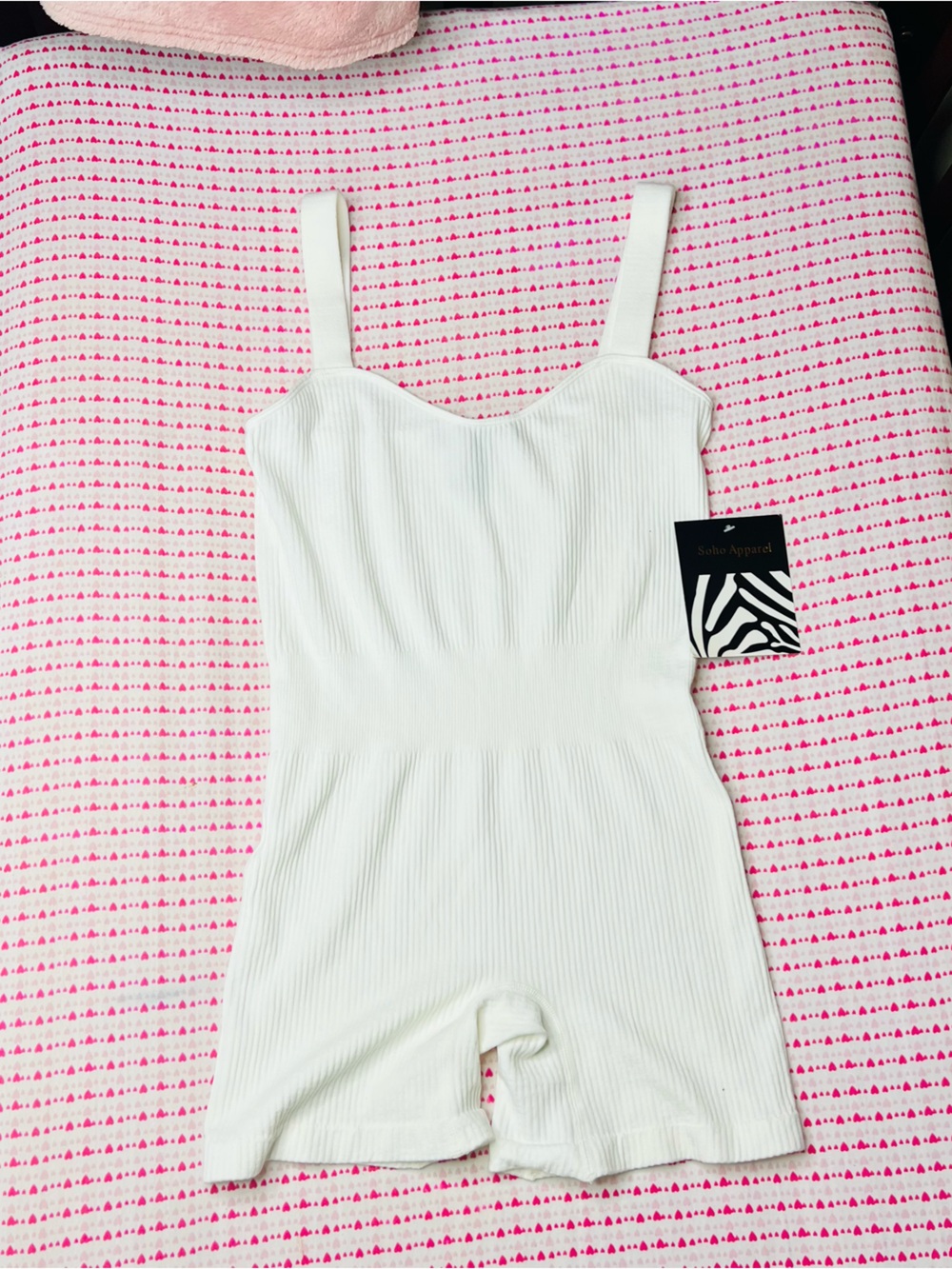 Soho Apparel White Ribbed Camisole Romper